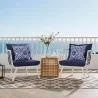 Riverside Outdoor Patio Aluminum Armchair in White Navy - Lifestyle - Riverside Outdoor Patio Aluminum Armchair in White Navy - Lifestyle