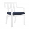 Modway Baxley Outdoor Patio Aluminum Armchair in White Navy - Set of Two - Front Side Angle