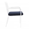 Modway Baxley Outdoor Patio Aluminum Armchair in White Navy - Set of Two - Side Angle