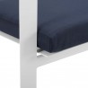 Modway Baxley Outdoor Patio Aluminum Armchair in White Navy - Set of Two - Seat Closeup Angle