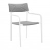 Modway Raleigh Outdoor Patio Aluminum Armchair in White Gray - Set of Two - Front Side Angle