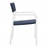 Modway Raleigh Outdoor Patio Aluminum Armchair in White Navy - Set of Two - Side Angle
