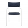 Modway Raleigh Outdoor Patio Aluminum Armchair in White Navy - Set of Two - Front Angle