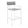 Modway Raleigh Outdoor Patio Aluminum Bar Stool in White Gray - Set of Two - Front Side Angle