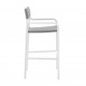 Modway Raleigh Outdoor Patio Aluminum Bar Stool in White Gray - Set of Two - Side Angle