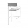 Modway Raleigh Outdoor Patio Aluminum Bar Stool in White Gray - Set of Two - Back Side Angle