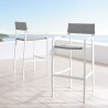 Modway Raleigh Outdoor Patio Aluminum Bar Stool in White Gray - Set of Two - Lifestyle
