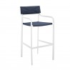Modway Raleigh Outdoor Patio Aluminum Bar Stool in White Navy - Set of Two - Front Side Angle