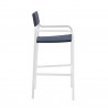 Modway Raleigh Outdoor Patio Aluminum Bar Stool in White Navy - Set of Two - Side Angle