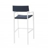 Modway Raleigh Outdoor Patio Aluminum Bar Stool in White Navy - Set of Two - Back Side Angle