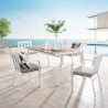 Modway Baxley 5 Piece Outdoor Patio Aluminum Dining Set - White Gray - Lifestyle