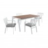 Modway Baxley 5 Piece Outdoor Patio Aluminum Dining Set - White Gray - Set in Front Side Angle