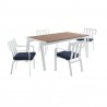 Modway Baxley 5 Piece Outdoor Patio Aluminum Dining Set - White Navy - Set in Front Side Angle