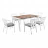 Modway Baxley 7 Piece Outdoor Patio Aluminum Dining Set - White Gray - Set in Front Side Angle