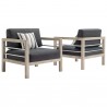 Modway Wiscasset Outdoor Patio Acacia Wood Armchair in Light Gray - Set of Two - Lifestyle