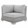 Modway Conway Sunbrella® Outdoor Patio Wicker Rattan Corner Chair - Light Gray Gray - Front Angle - Modway Conway Sunbrella® Outdoor Patio Wicker Rattan Corner Chair - Light Gray Gray - Front Angle