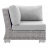 Modway Conway Sunbrella® Outdoor Patio Wicker Rattan Corner Chair - Light Gray Gray - Side Angle