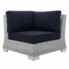 Modway Conway Sunbrella® Outdoor Patio Wicker Rattan Corner Chair - Light Gray Navy - Front Angle - Modway Conway Sunbrella® Outdoor Patio Wicker Rattan Corner Chair - Light Gray Navy - Front Angle