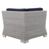 Modway Conway Sunbrella® Outdoor Patio Wicker Rattan Corner Chair - Light Gray Navy - Back Angle