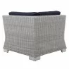 Modway Conway Sunbrella® Outdoor Patio Wicker Rattan Corner Chair - Light Gray Navy - Back Angle - Modway Conway Sunbrella® Outdoor Patio Wicker Rattan Corner Chair - Light Gray Navy - Back Angle