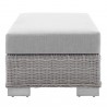 Modway Conway Sunbrella® Outdoor Patio Wicker Rattan Ottoman in Light Gray Gray - Side Angle