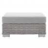 Modway Conway Sunbrella® Outdoor Patio Wicker Rattan Ottoman in Light Gray Gray - Front Angle