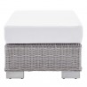Modway Conway Sunbrella® Outdoor Patio Wicker Rattan Ottoman - Light Gray White - Side Angle
