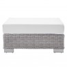 Modway Conway Sunbrella® Outdoor Patio Wicker Rattan Ottoman - Light Gray White - Front Angle