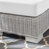 Modway Conway Sunbrella® Outdoor Patio Wicker Rattan Ottoman - Light Gray White - Base Angle