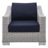 Modway Conway Sunbrella® Outdoor Patio Wicker Rattan Armchair - Light Gray Navy - Front Angle