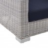 Modway Conway Sunbrella® Outdoor Patio Wicker Rattan Armchair - Light Gray Navy - Base Angle