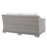 Modway Conway Sunbrella® Outdoor Patio Wicker Rattan Loveseat - Light Gray White - Back Side Angle