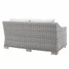 Modway Conway Sunbrella® Outdoor Patio Wicker Rattan Loveseat - Light Gray White - Back Side Angle - Modway Conway Sunbrella® Outdoor Patio Wicker Rattan Loveseat - Light Gray White - Back Side Angle
