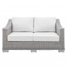 Modway Conway Sunbrella® Outdoor Patio Wicker Rattan Loveseat - Light Gray White - Front Angle