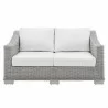 Modway Conway Sunbrella® Outdoor Patio Wicker Rattan Loveseat - Light Gray White - Front Angle - Modway Conway Sunbrella® Outdoor Patio Wicker Rattan Loveseat - Light Gray White - Front Angle