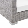 Modway Conway Sunbrella® Outdoor Patio Wicker Rattan Loveseat - Light Gray White - Seat Closeup Angle