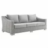 Modway Conway Sunbrella® Outdoor Patio Wicker Rattan Sofa - Light Gray Gray - Front Side Angle - Modway Conway Sunbrella® Outdoor Patio Wicker Rattan Sofa - Light Gray Gray - Front Side Angle