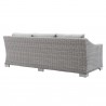 Modway Conway Sunbrella® Outdoor Patio Wicker Rattan Sofa - Light Gray Gray - Back Side Angle