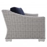 Modway Conway Sunbrella® Outdoor Patio Wicker Rattan Sofa - Light Gray Navy - Side Angle