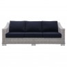 Modway Conway Sunbrella® Outdoor Patio Wicker Rattan Sofa - Light Gray Navy - Front Angle