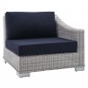 Modway Conway Sunbrella® Outdoor Patio Wicker Rattan Right-Arm Chair - Light Gray Navy - Front Side Angle