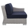 Modway Conway Sunbrella® Outdoor Patio Wicker Rattan Right-Arm Chair - Light Gray Navy - Side Angle