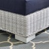 Modway Conway Sunbrella® Outdoor Patio Wicker Rattan Right-Arm Chair - Light Gray Navy - Base Angle
