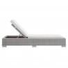 Modway Conway Sunbrella® Outdoor Patio Wicker Rattan Chaise Lounge - Light Gray White - Reclined in Front Angle - Modway Conway Sunbrella® Outdoor Patio Wicker Rattan Chaise Lounge - Light Gray White - Reclined in Front Angle