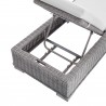 Modway Conway Sunbrella® Outdoor Patio Wicker Rattan Chaise Lounge - Light Gray White - Reclined in Closeup Top Back Side Angle - Modway Conway Sunbrella® Outdoor Patio Wicker Rattan Chaise Lounge - Light Gray White - Reclined in Closeup Top Back Side Angle