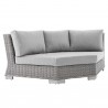 Modway Conway Sunbrella® Outdoor Patio Wicker Rattan Round Corner Chair - Light Gray Gray - Front Side Angle