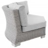 Modway Conway Sunbrella® Outdoor Patio Wicker Rattan Round Corner Chair - Light Gray Gray - Side Angle