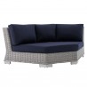 Modway Conway Sunbrella® Outdoor Patio Wicker Rattan Round Corner Chair - Light Gray Navy - Front Side Angle