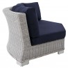 Modway Conway Sunbrella® Outdoor Patio Wicker Rattan Round Corner Chair - Light Gray Navy - Side Angle