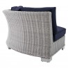 Modway Conway Sunbrella® Outdoor Patio Wicker Rattan Round Corner Chair - Light Gray Navy - Back Side Angle